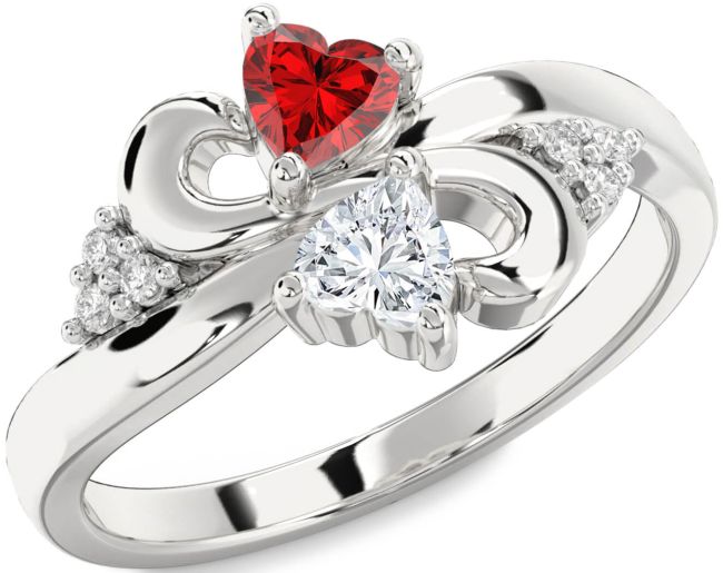 Diamond Silver Infinity Two Heart Promise Ring
