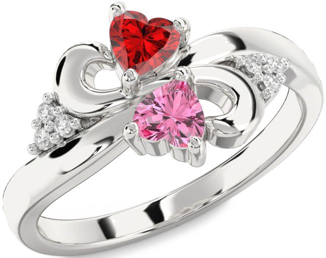 Diamond Silver Infinity Two Heart Promise Ring