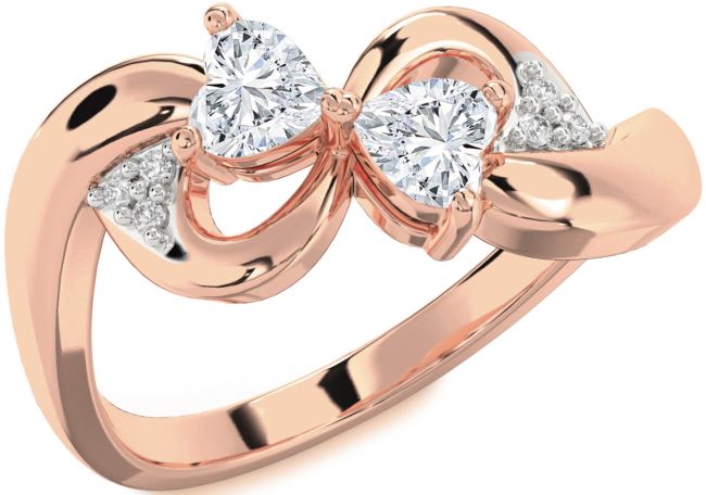 Diamond Rose Gold Infinity Two Heart Ring