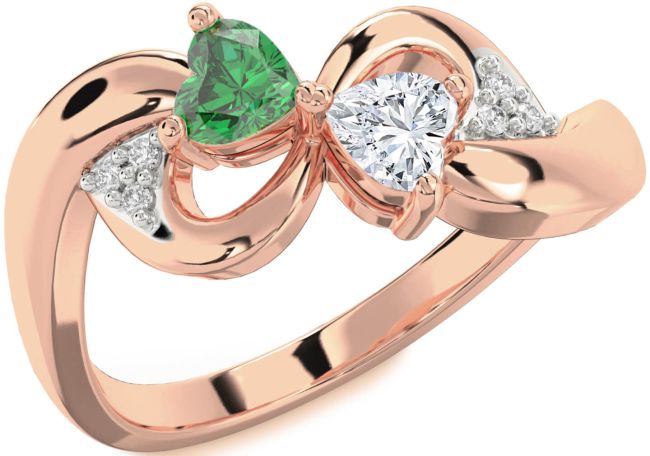 Diamond Rose Gold Infinity Two Heart Promise Ring