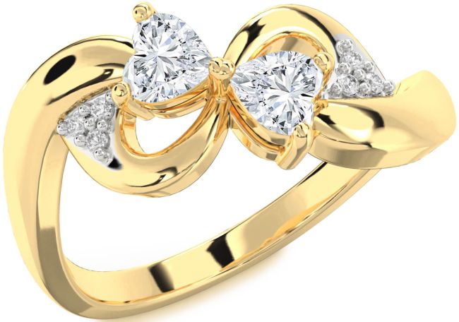 Diamond Gold Infinity Two Heart Ring
