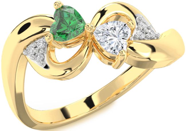 Diamond Gold Infinity Two Heart Promise Ring