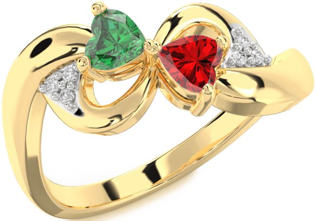 Diamond Gold Infinity Two Heart Promise Ring