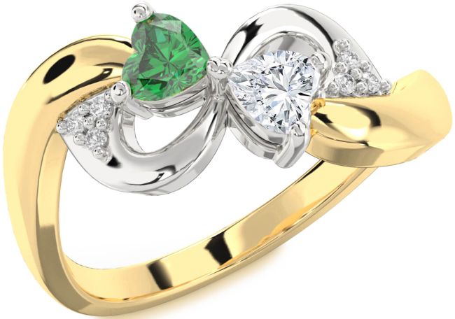 Diamond Gold Silver Infinity Two Heart Promise Ring