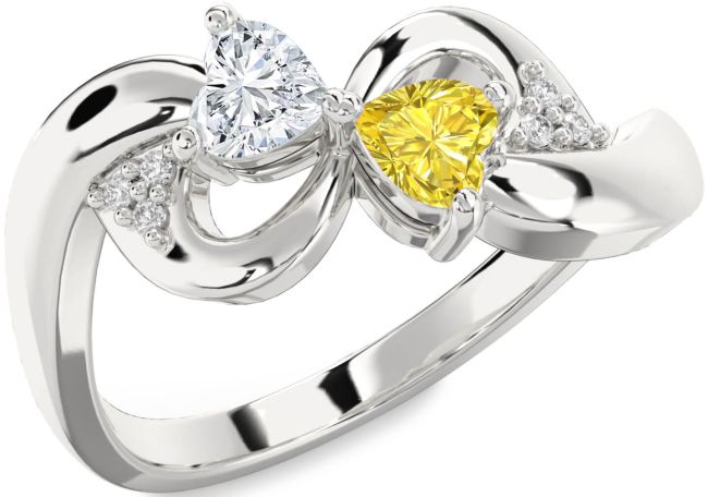 Diamond Silver Infinity Two Heart Promise Ring