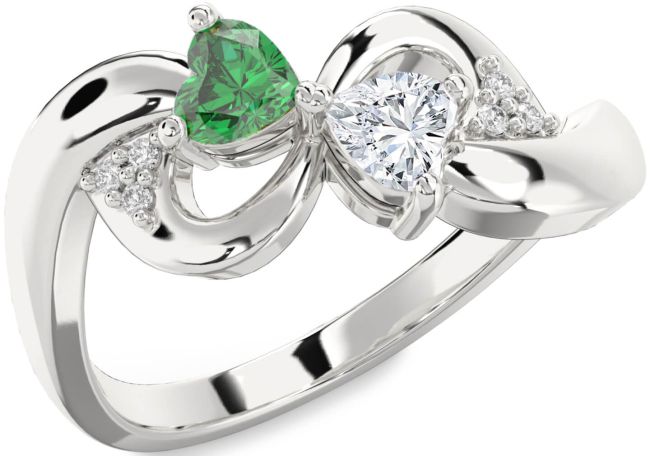 Diamond Silver Infinity Two Heart Promise Ring