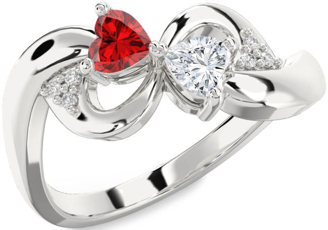 Diamond Silver Infinity Two Heart Promise Ring