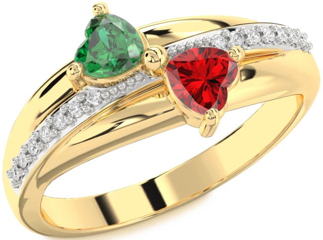 Diamond Gold Two Heart Promise Ring
