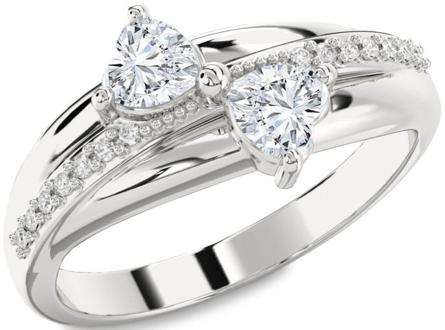 Diamond White Gold Two Heart Ring