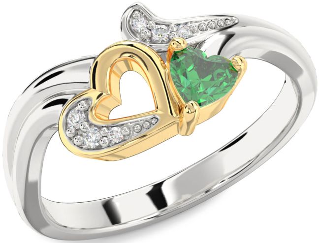 Diamond Emerald Gold Silver Heart Promise Ring