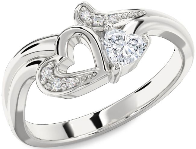 Diamond Silver Heart Promise Ring