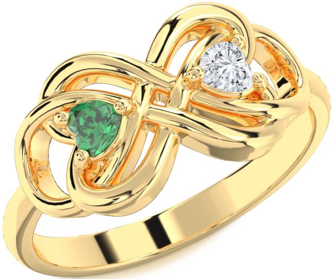 Gold Infinity Knot Two Heart Promise Ring