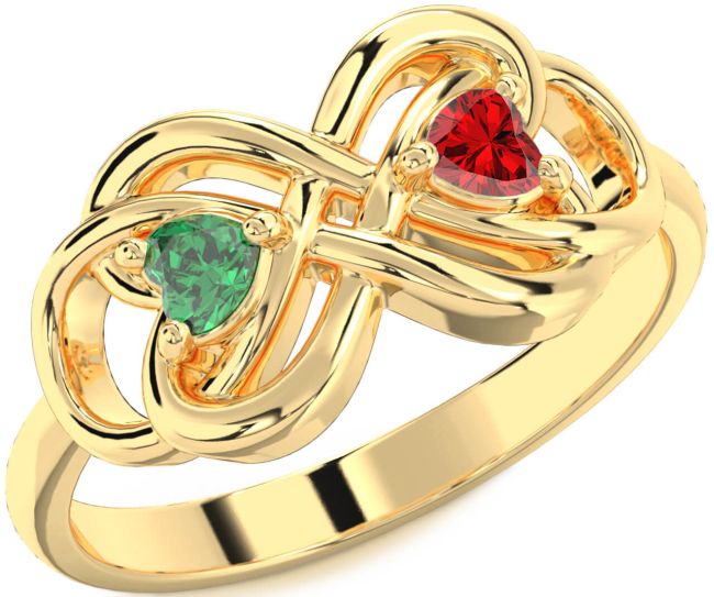 Gold Infinity Knot Two Heart Promise Ring