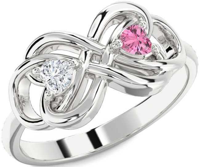 Silver Infinity Knot Two Heart Promise Ring
