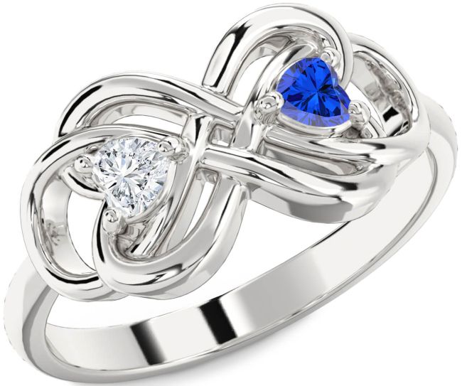 Silver Infinity Knot Two Heart Promise Ring