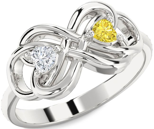 Silver Infinity Knot Two Heart Promise Ring