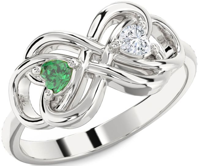 Silver Infinity Knot Two Heart Promise Ring