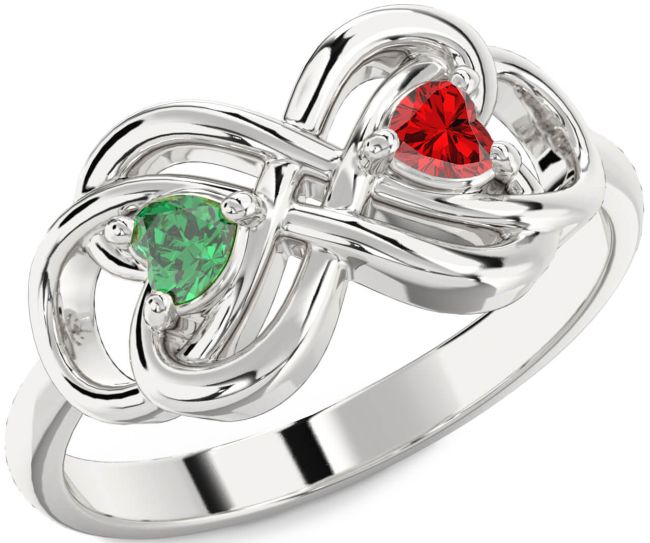Silver Infinity Knot Two Heart Promise Ring