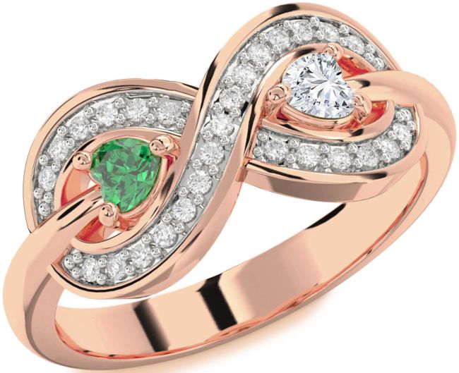 Diamond Rose Gold Infinity Two Heart Promise Ring