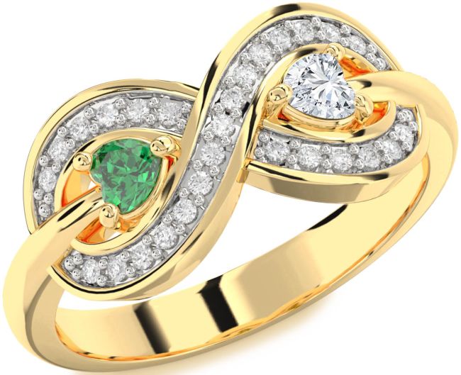 Diamond Gold Infinity Two Heart Promise Ring