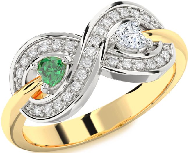 Diamond Gold Silver Infinity Two Heart Promise Ring