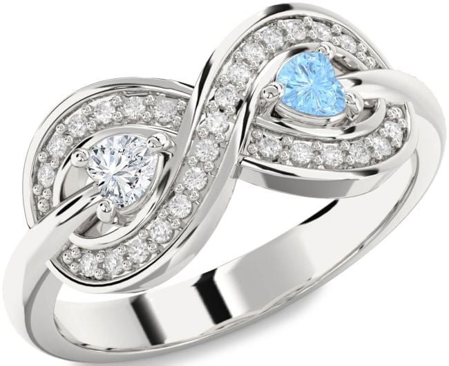 Diamond Silver Infinity Two Heart Promise Ring