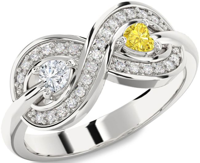 Diamond Silver Infinity Two Heart Promise Ring