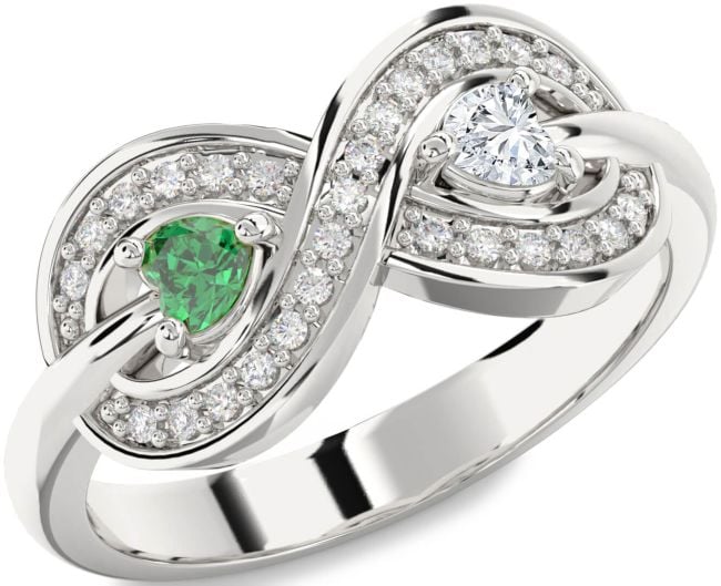 Diamond Silver Infinity Two Heart Promise Ring