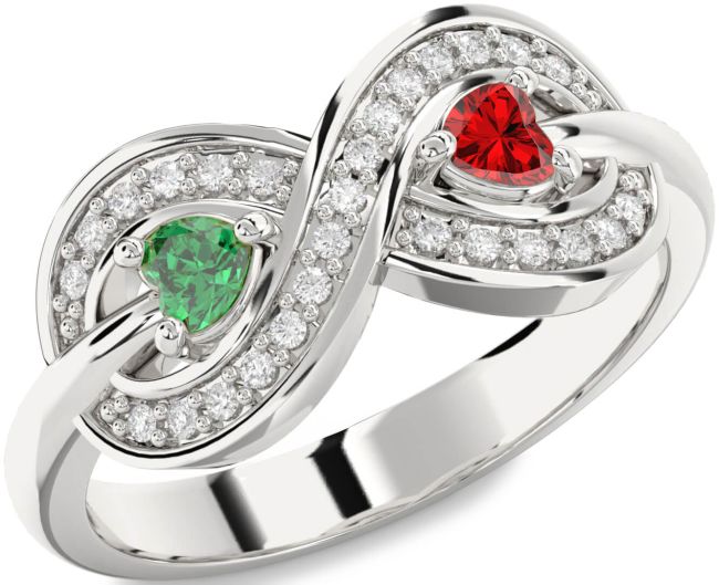Diamond Platinum Infinity Two Heart Promise Ring