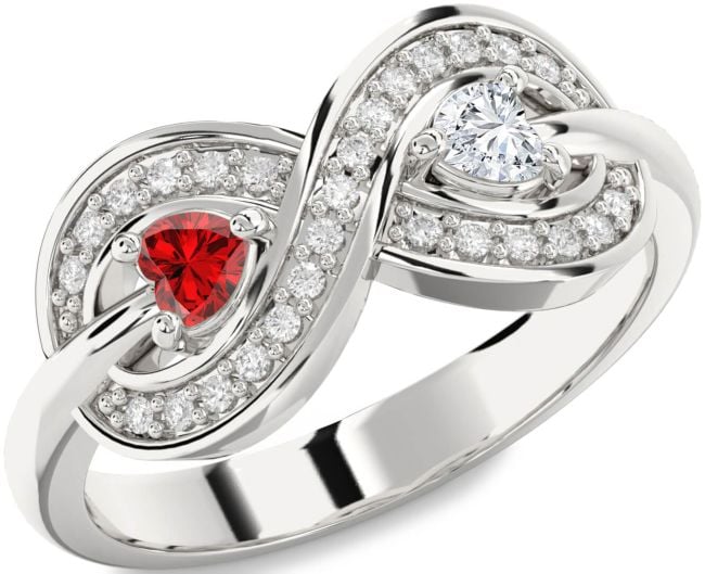 Diamond Silver Infinity Two Heart Promise Ring