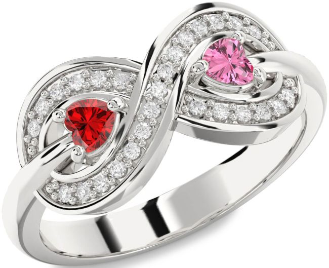 Diamond Silver Infinity Two Heart Promise Ring