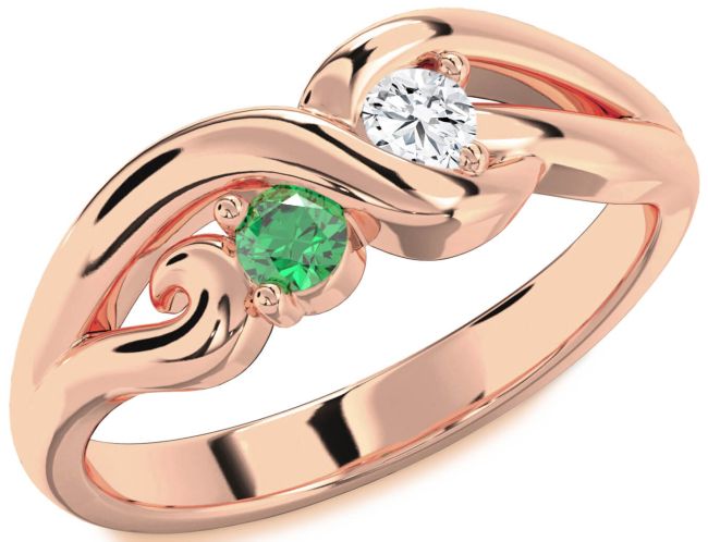 Rose Gold Knot Round Two Stone Promise Ring