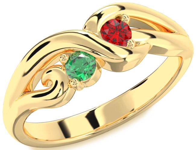 Gold Knot Round Two Stone Promise Ring