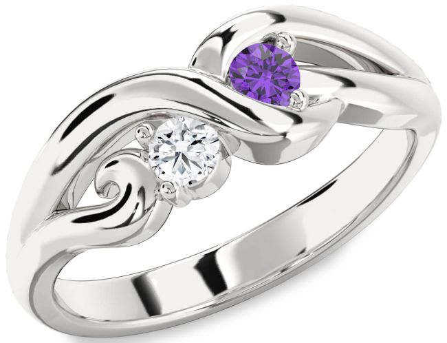 Silver Knot Round Two Stone Promise Ring