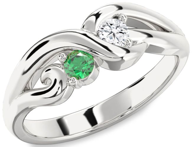 Silver Knot Round Two Stone Promise Ring