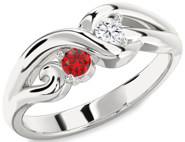 Silver Knot Round Two Stone Promise Ring