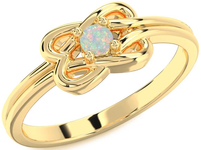 Opal Gold Knot Round Promise Ring
