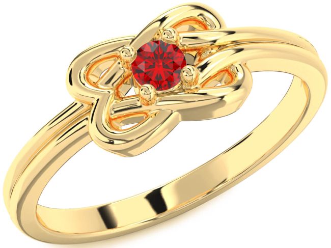Ruby Gold Silver Knot Round Promise Ring