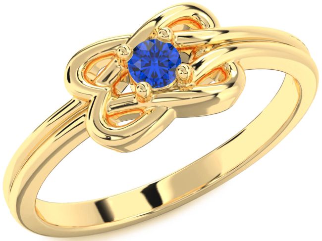 Blue Sapphire Gold Silver Knot Round Promise Ring