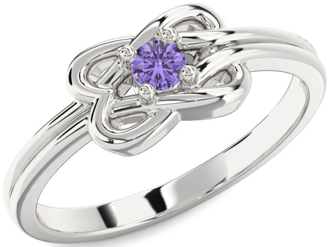 Alexandrite Silver Knot Round Promise Ring