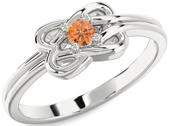 Citrine Silver Knot Round Promise Ring