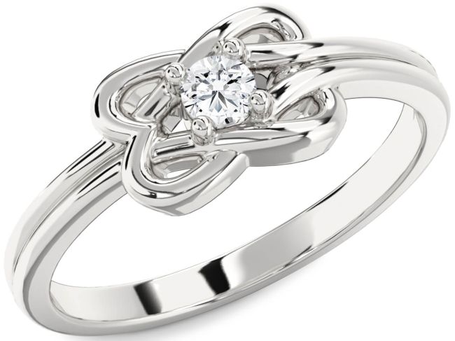 Diamond Silver Knot Round Promise Ring
