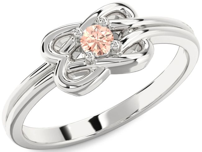 Morganite Silver Knot Round Promise Ring