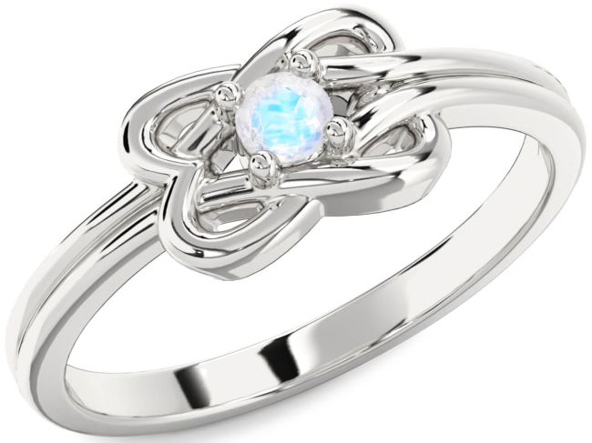 Moonstone Silver Knot Round Promise Ring