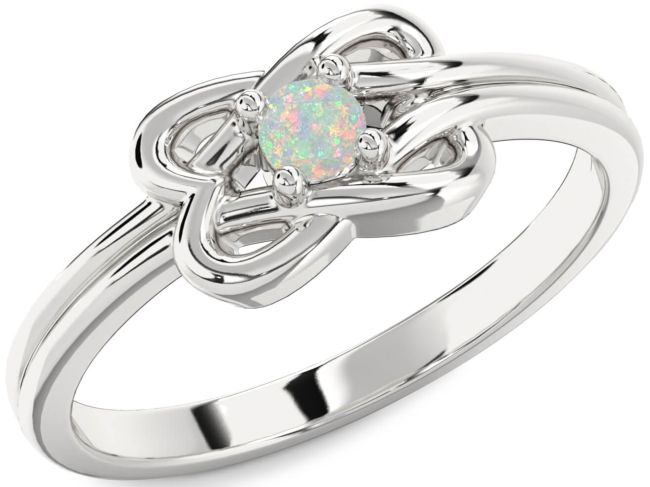 Opal Silver Knot Round Promise Ring