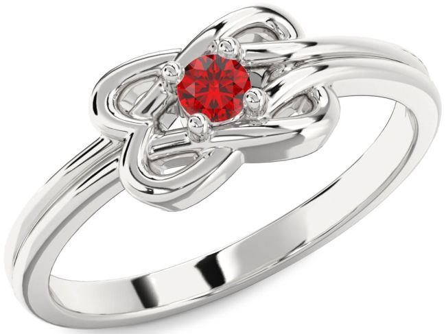 Ruby White Gold Knot Round Promise Ring