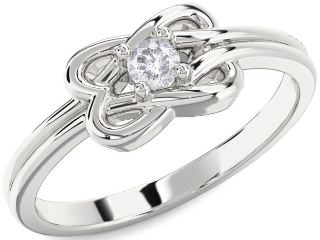 Salt & Pepper Diamond Silver Knot Round Promise Ring