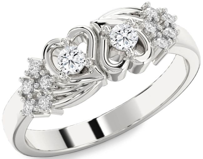 Diamond White Gold Heart Two Stone Ring