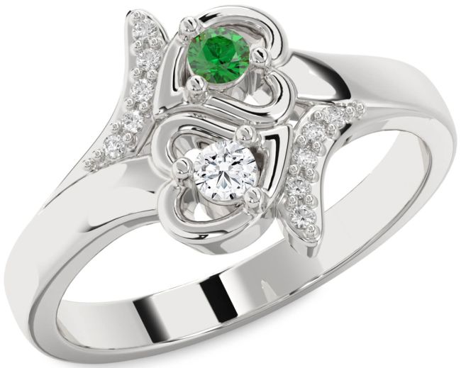 Diamond Platinum Heart Two Stone Promise Ring