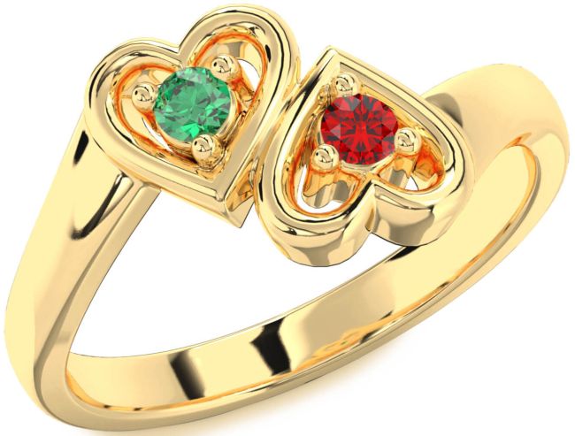 Gold Heart Two Stone Promise Ring